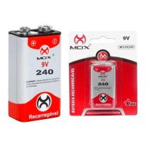 Bateria 9 Volts Recarregável 240mAh Mox Premium