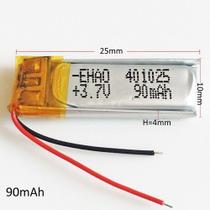 Bateria 90 Mah 3,7v Tamanho 4mm X 10mm X 25mm 2 Fios 401025 Bateria 90 Mah 3,7v Tamanho 4mm X 10mm X 25mm 2 Fios 401025