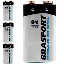 Bateria 9V Longa Duração Uso Geral 6312 com 4 Uni BRASFORT Bateria 9V Longa Duração Uso Geral 6312 com 4 Uni BRASFORT