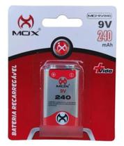 Bateria 9v Recarregável 240mah Ni-mh Potente E Durável Mox