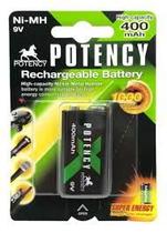 Bateria 9v Recarregável 400Mah Potency Ate 1000 Ciclos