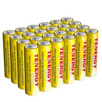 Bateria AA NiMH recarregável Tenergy Solla, baterias solares de 1000 mAh para luzes solares de jardim, antivazamento, durabilidade externa, desempenho de mais de 5 anos, pacote com 24, certificação UL