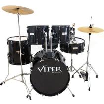 Bateria Acustica 20 Xpro Viper Preta Banco Pratos C-ibanez