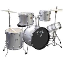 Bateria Acústica 2t Cromada Prata Com Banco Ny-f1rst F097