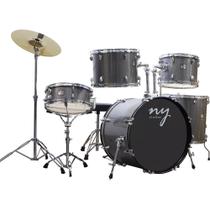 Bateria Acústica 2t Pr Sp Silver Sparkle Prata Com Banco Ny F1rst