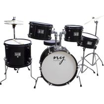 Bateria Acústica Infantil Junior 2t Preta Com Banco New York - NY-F1RST