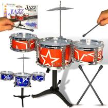 Bateria Acústica Infantil Mini Três Tambores Brinquedo Bateria Acústica Infantil Mini Três Tambores Brinquedo