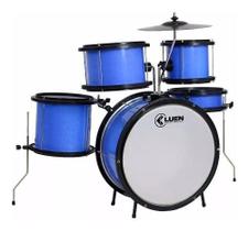 Bateria Acústica Infantil Reforçada Luen Pop Kids Azul