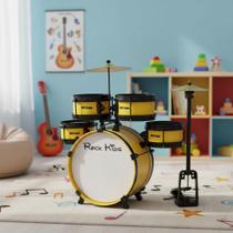 Bateria acústica Infantil RMV Rock Kids Completa Amarela