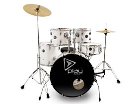 Bateria Acustica Turbo PLAY22WHI Branca Filme Duplo 5 peças