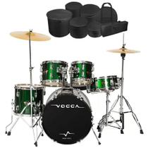 Bateria Acústica Vogga Bumbo 22 Vpd924 Verde Com Kit Capa