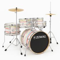 Bateria Acústica Zowag Z1 White Funny Completa Bumbo 16 Compacta, Moderna e Cheia de Personalidade