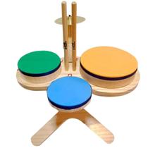 Bateria Baby Madeira Instrumento Infantil Brinquedo Divertido