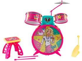 Bateria barbie infantil com banquinho 7293-1 barão