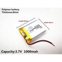 Bateria C/2 Fios 3,7v 1000mah 8mm X 30mm X 40mm Nova Bateria C/2 Fios 3,7v 1000mah 8mm X 30mm X 40mm Nova