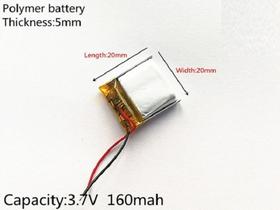 Bateria C/2 Fios 3,7v 160mah 5mm X 20mm X 20mm 502020 Bateria C/2 Fios 3,7v 160mah 5mm X 20mm X 20mm 502020
