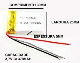 Bateria C/ 3 Fios C/3,7v C/ 370mah 5mm X 25mm X 30mm Nova Bateria C/ 3 Fios C/3,7v C/ 370mah 5mm X 25mm X 30mm Nova