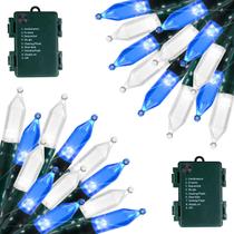 Bateria Christmas Lights Brightown 18 pés 50 LED, pacote com 2 unidades, azul e branca