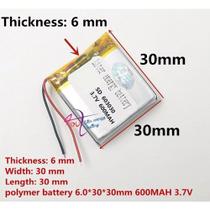 Bateria Com 2 Fios 603030 3,7v 600mah 6mm X 30mm X 30mm - Bateria Com 2 Fios 603030 3,7v 600mah 6mm X 30mm X 30mm -