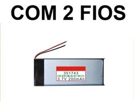 Bateria Com 200mah 351743 Medida 3,5mmx17mmx43mm 2 Fios 3,7v