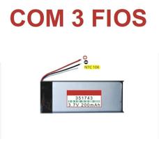 Bateria Com 200mah 351743 Medida 3,5mmx17mmx43mm 3 Fios 3,7v