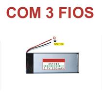Bateria Com 200mah 351743 Medida 3,5mmx17mmx43mm 3 Fios 3,7v Bateria Com 200mah 351743 Medida 3,5mmx17mmx43mm 3 Fios 3,7v