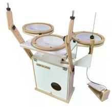 Bateria Compacta Percubo Fast Pop Paint White compacta com estantes e máquina de chimbal embutida Bateria Compacta Percubo Fast Pop Paint White compacta com estantes e máquina de chimbal embutida