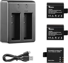 Bateria de câmera de ação Vemico 3x1050mAh com carregador para AKASO