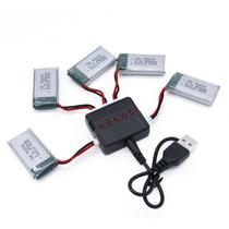 Bateria de drone Tosiicop 3,7 V 400 mAh com carregador USB 5 em 1 x5