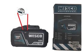 Bateria de litio 4.0ah 18v power pack com entrada tipo c ws9806 wesco Bateria de litio 4.0ah 18v power pack com entrada tipo c ws9806 wesco