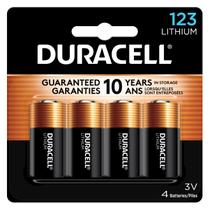 Bateria de lítio Duracell CR123A 3V 4 unidades (pacote com 1) Bateria de lítio Duracell CR123A 3V 4 unidades (pacote com 1)