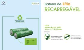 Bateria de lítio recarregável 3,7v 2200mah 18650 02 unidades