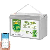 Bateria de lítio ZEERBOO 12V 100Ah LiFePO4 com Bluetooth 5.0