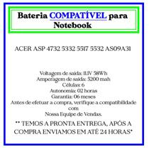 Bateria de Nb Compatível p/ Acer Asp 4732 10.8v. 5200mAh As09a31 - Compatível para Acer