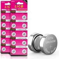 Bateria de relógio LiCB SR626SW 377 626 1.5V, pacote com 20
