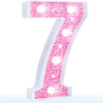 Bateria Decorative Light Pooqla Pink Glitter Número 7 Bateria Decorative Light Pooqla Pink Glitter Número 7