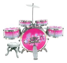 Bateria Dm Toys Rock Party Instrumento Infantil C/ Banquinho