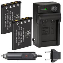 Bateria e carregador, pacote com 2 unidades, 1000mAh para Olympus Stylus com kit