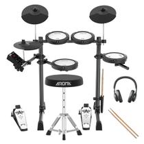 Bateria Eletrônica AROMA TDX-18 com 4 Pads Mesh e Bluetooth