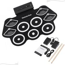Bateria Eletrônica Instrumento Musical Portátil Digital 9 Pads com Pedais Baquetas Drum Fonte - Exbom