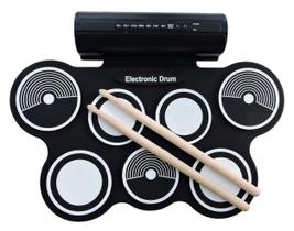 Bateria Eletrônica MD759 Roll Up Konix - Kit com Fonte + Baquetas + Pedais Bumbo e Chimbal - Konix Music
