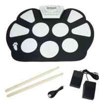 Bateria Eletrônica Musical Drum Dobrável Silicone 2 Pedais