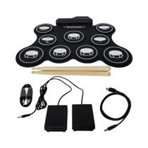 Bateria Eletrônica Portátil 9Pads Pc Smartphone C Pedal