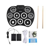 Bateria Eletrônica Portátil De 9 Pads Com Interface MIDI, Jogos DTX E Pedais De Baquetas