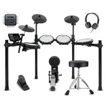 Bateria Eletrônica Voik BOOST700 MIDI USB Pad Mesh 8 Peças 15 Kits Caixa Dual Zone Kick Pad Baqueta Profissional Cor Preto Bivolt 110v 220v