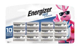 Bateria Energizer 123 Lithium 3V, pacote com 12 unidades para dispositivos fotográficos Bateria Energizer 123 Lithium 3V, pacote com 12 unidades para dispositivos fotográficos