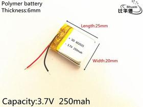 Bateria Fone Ouvido 3,7v 250mah 6mm X 20mm X 25mm 2 Fios