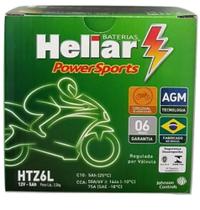 Bateria Heliar HTZ6L Moto 5ah Selada AGM Honda Titan/Fan/Biz/Bros Yamaha Ybr Fazer