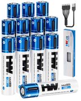 Bateria HW AAA Recarregável 1,5V 1300mWh Pacote com 12 Unidades USB-C