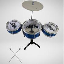 Bateria Infantil 4 Tambores Com Baquetas e Banquinho Para Crianças Que Gostam de Música Presente Para Criança - Zonne